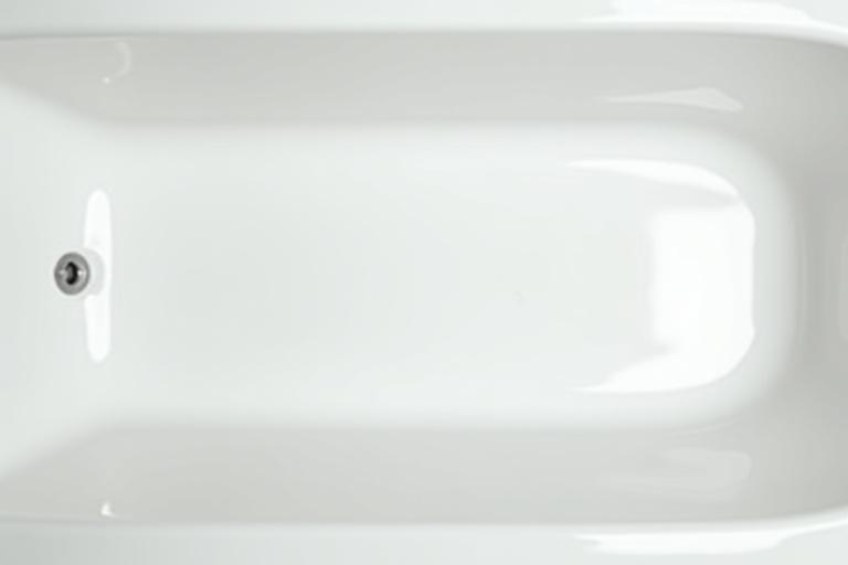 The same bathtub, now gleaming white and looking new